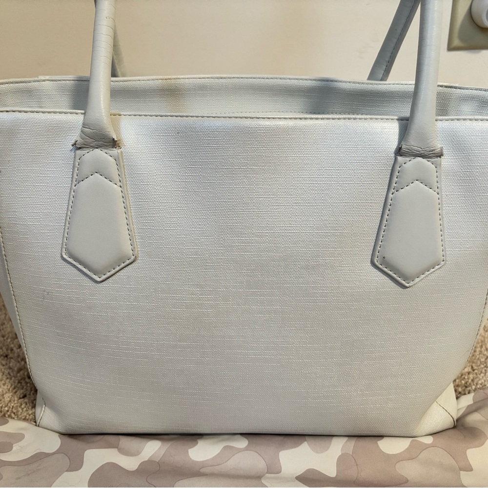Dagne Dover Classic Signature Tote in White Canvas - Picture 2 of 16